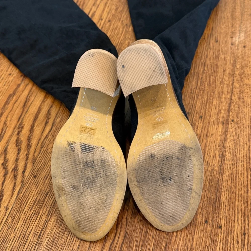 Oasis Society Black Suede Knee High Block Heeled Boots - women's size 7.5 - Picture 4 of 7